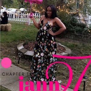 Sheer & black floral maxi dress